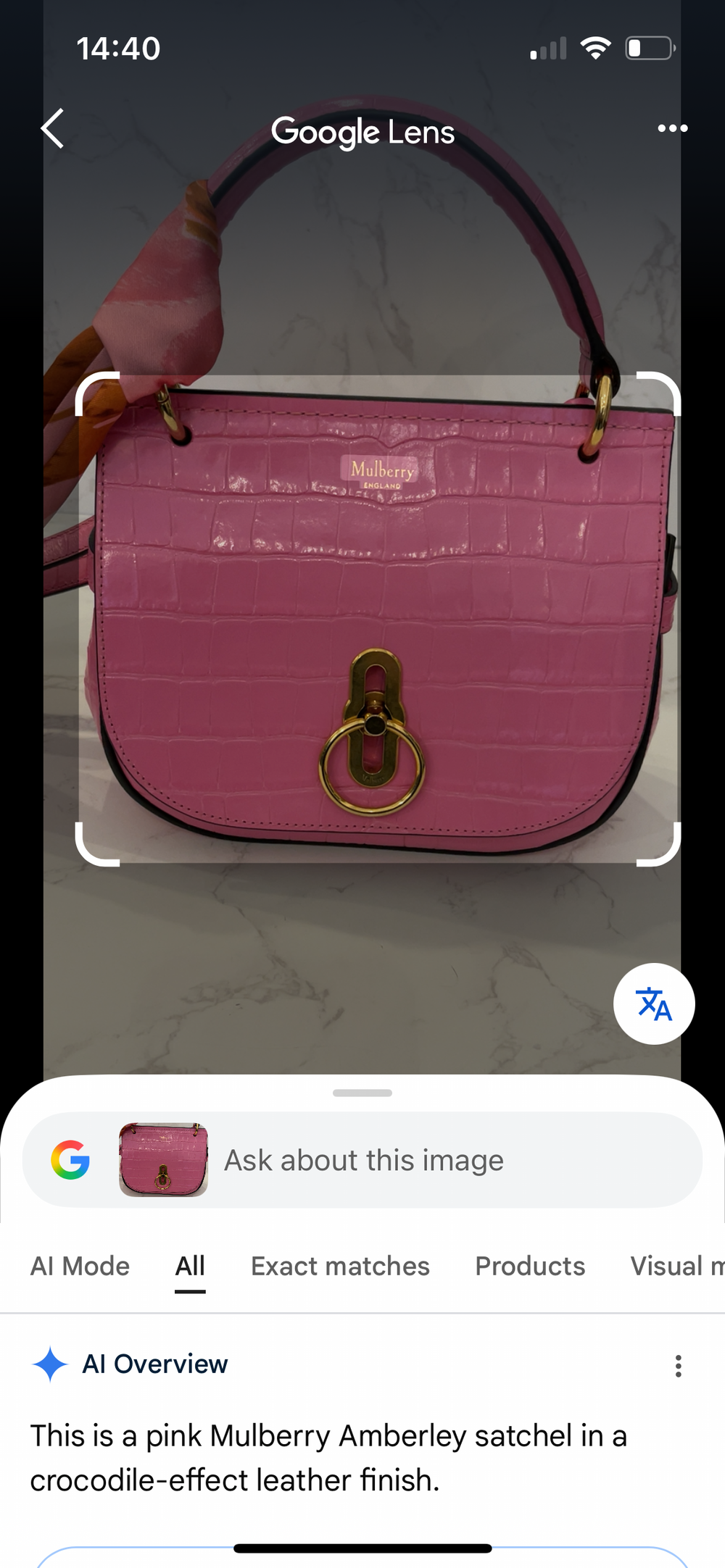 Pre Loved Mulberry Amberley in Pink Embossed Leather & Floral Twilly
