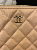 Pre Loved Chanel Peach Caviar Leather O-Case (excellent)