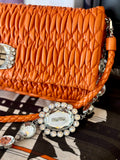 Pre Loved Miu Miu Matelasse shoulder bag with crystal strap (excellent)