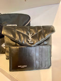 Pre Loved Saint Laurent Toy Puffer Clutch Bag in Black Lambskin with Card Holder (excellent)