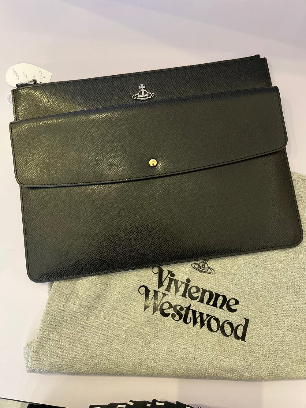 Pre Loved Vivienne Westwood Black Saffiano Leather Kent Executive Pouch