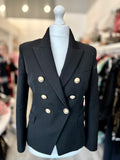 Pre Loved Balmain Double Breasted Black Wool Blazer size 42 fits uk12 (excellent)