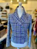 Pre Loved Chanel Blue & White Tweed Jacket (New) size 40 uk10-small uk12