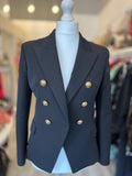 Pre Loved Balmain Double Breasted Black Wool Blazer size 42 fits uk12 (excellent)