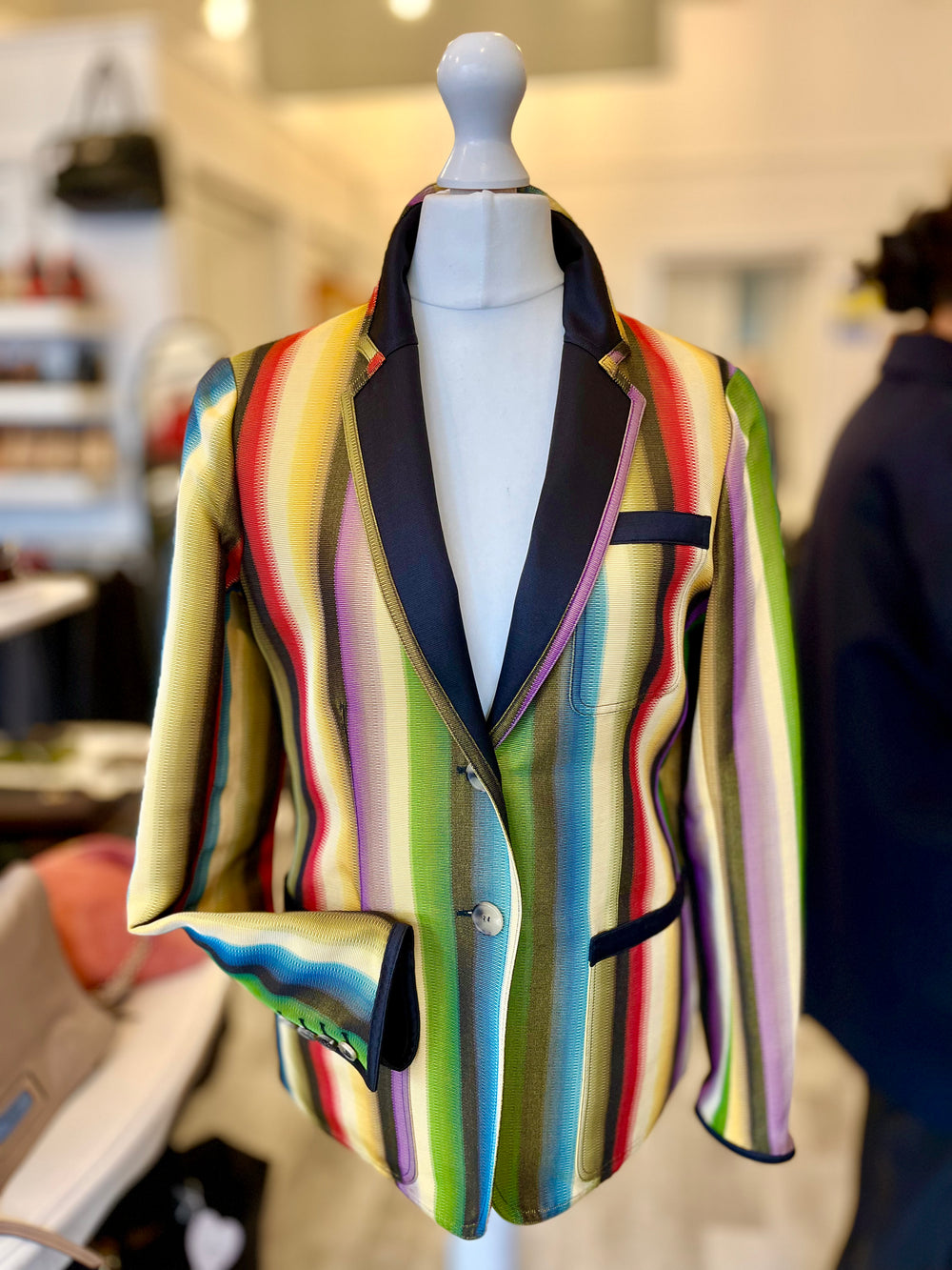 Pre Loved Hermes Jean Paul Gaultier Multicolour Silk  & Cotton Blazer size 36 uk8 (excellent)