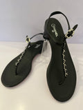 Chanel Black Lambskin & Silver Chain Thong Sandals uk 7 (New)