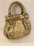 Pre Loved Zagliani Exotic Leather Gold Hand Bag
