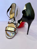 Pre Loved Christian Louboutin Silver & Black Sandals UK 6