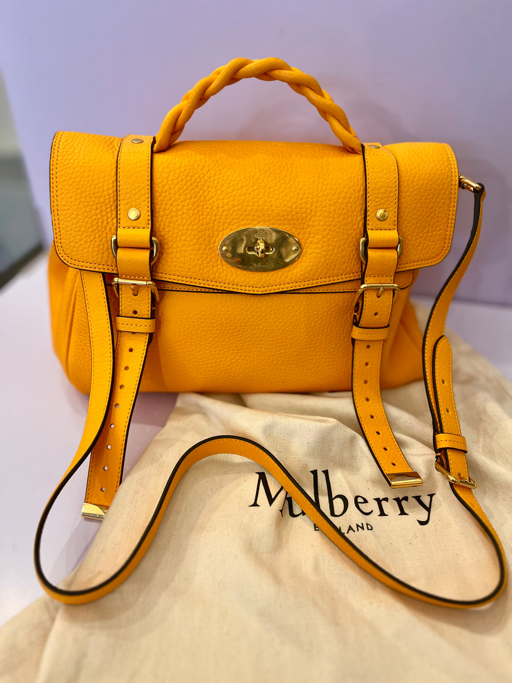 Pre Loved Mulberry Alexa in Heavy Grain Double Yellow Leather (excellent)