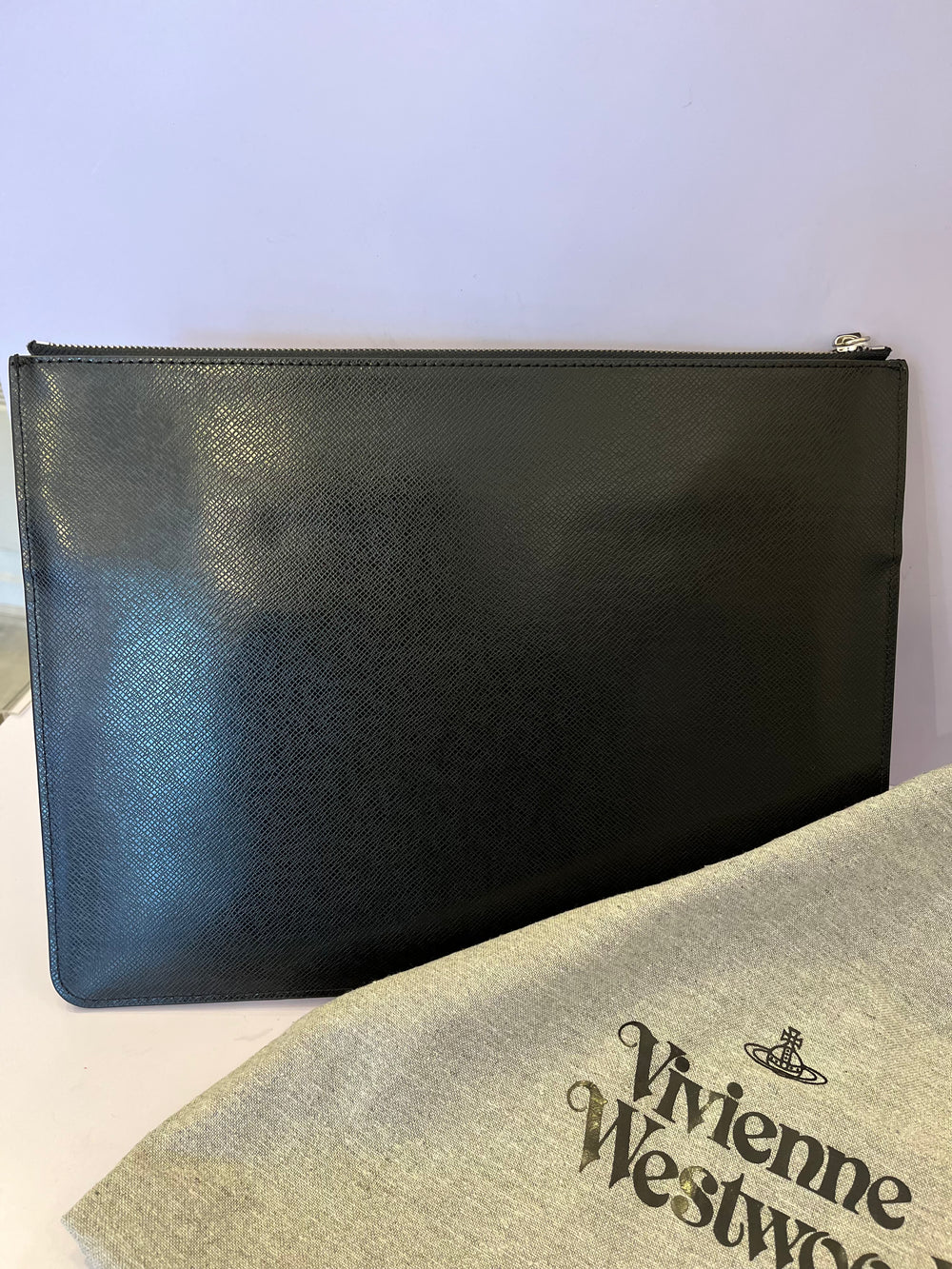 Pre Loved Vivienne Westwood Black Saffiano Leather Kent Executive Pouch