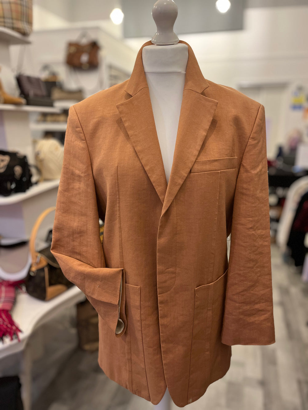 Pre Loved Jacquemus Oversized Apricot Linen Blazer uk10