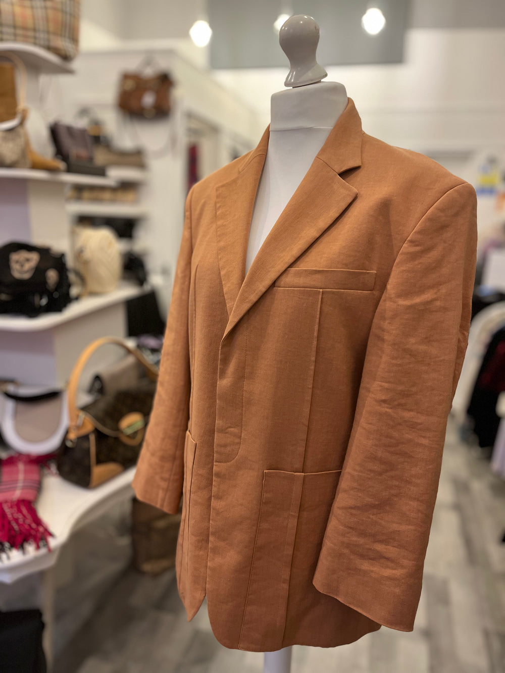 Pre Loved Jacquemus Oversized Apricot Linen Blazer uk10