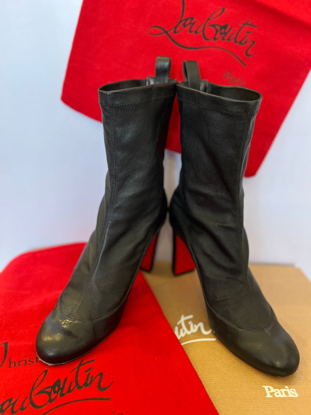 Pre Loved Christian Louboutin Gena Nappa Stretch Boots uk 5