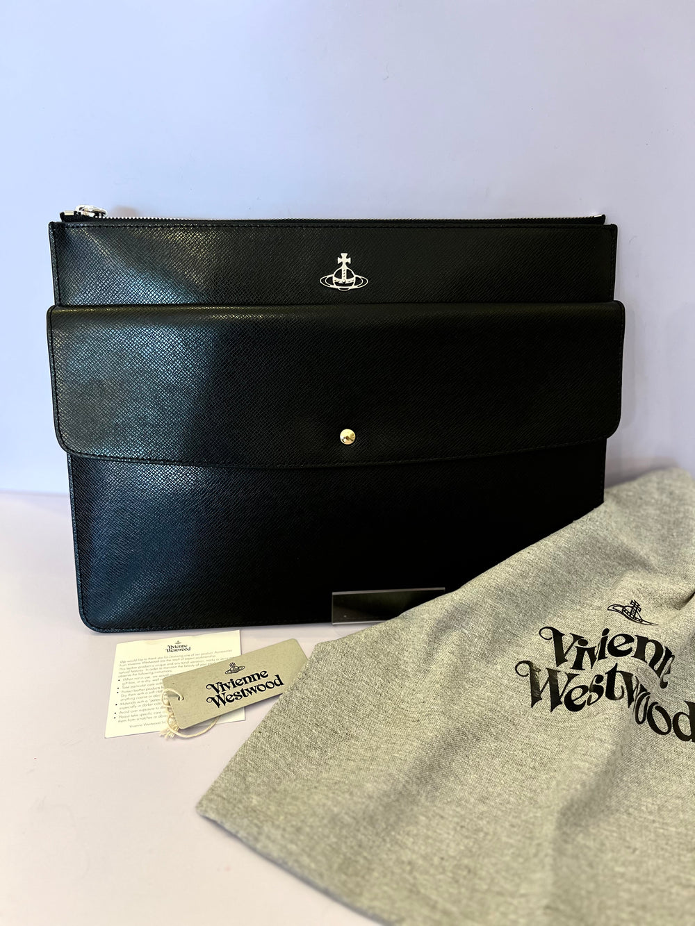 Pre Loved Vivienne Westwood Black Saffiano Leather Kent Executive Pouch