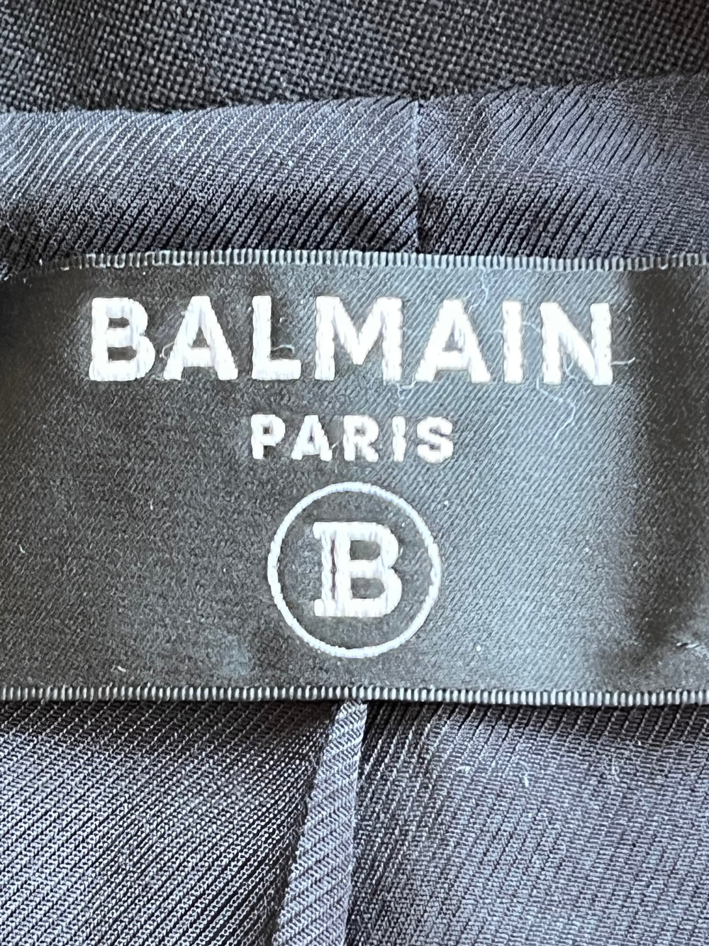 Pre Loved Balmain Double Breasted Black Wool Blazer size 42 fits uk12 (excellent)