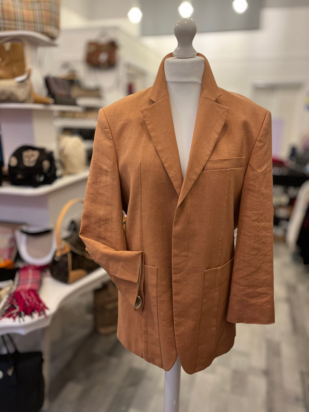 Pre Loved Jacquemus Oversized Apricot Linen Blazer uk10