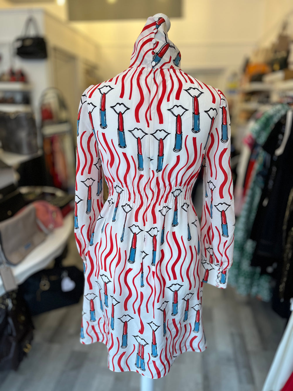 Pre Loved Valentino Zandra Rhodes Lipstick Dress size 42 uk10