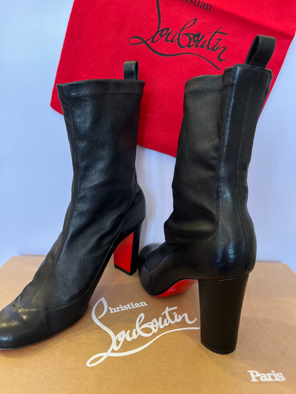 Pre Loved Christian Louboutin Gena Nappa Stretch Boots uk 5