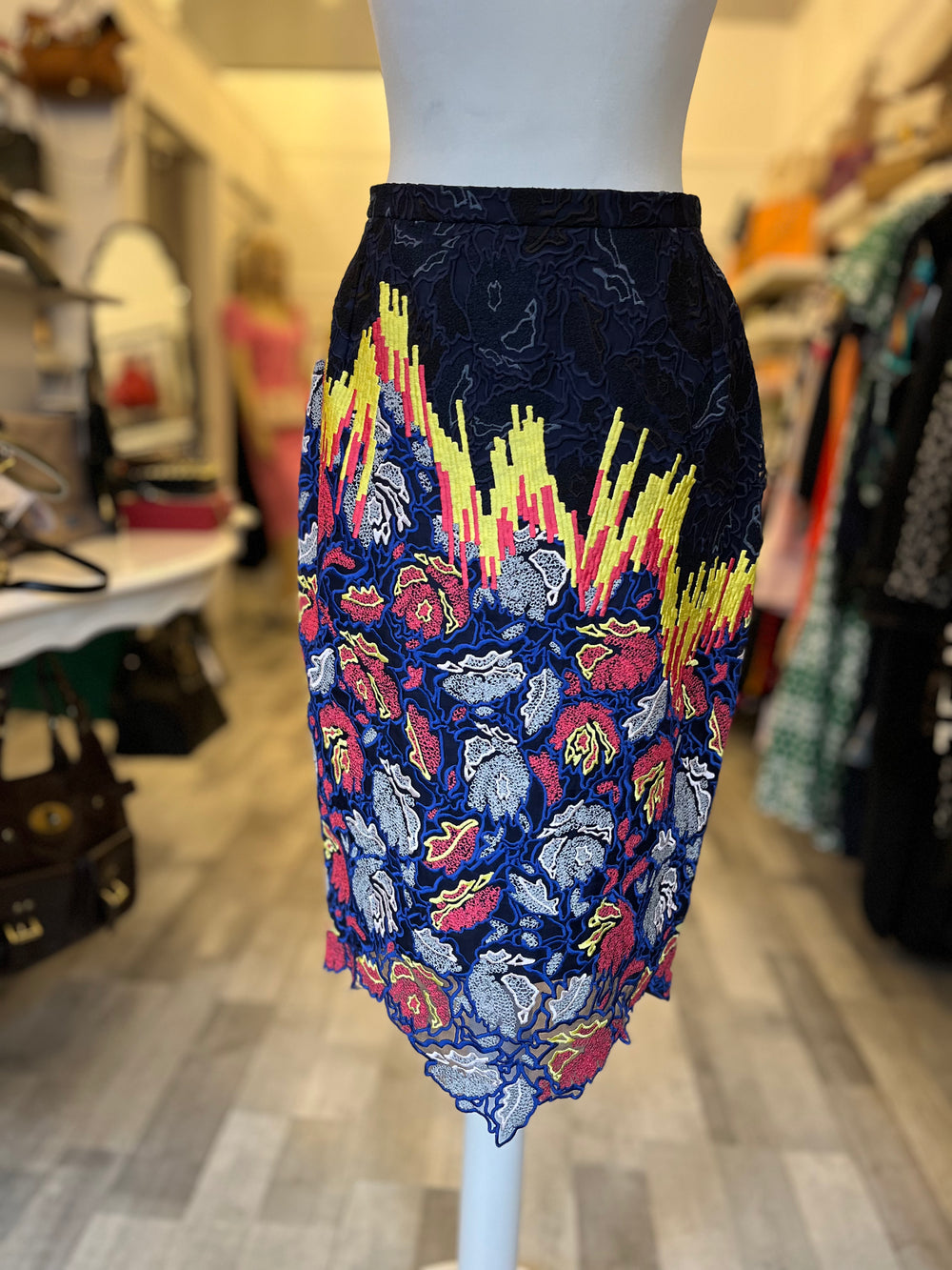 Pre Loved Peter Pilotto Embroidered Silk Skirt  uk10