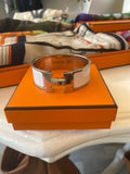 Pre Loved Hermes Clic H wide bangle in palladium and white - Size S **reserved M**
