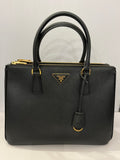 Pre Loved Prada Black Saffiano Lux Two Way Double Zip Tote