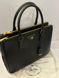 Pre Loved Prada Black Saffiano Lux Two Way Double Zip Tote