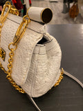 Pre Loved Vintage Dolce & Gabbana White Sicily Leather & Lace Bag