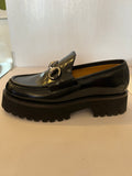 Gucci Black Leather Horsebit Platform Loafers Size 3 (As New)