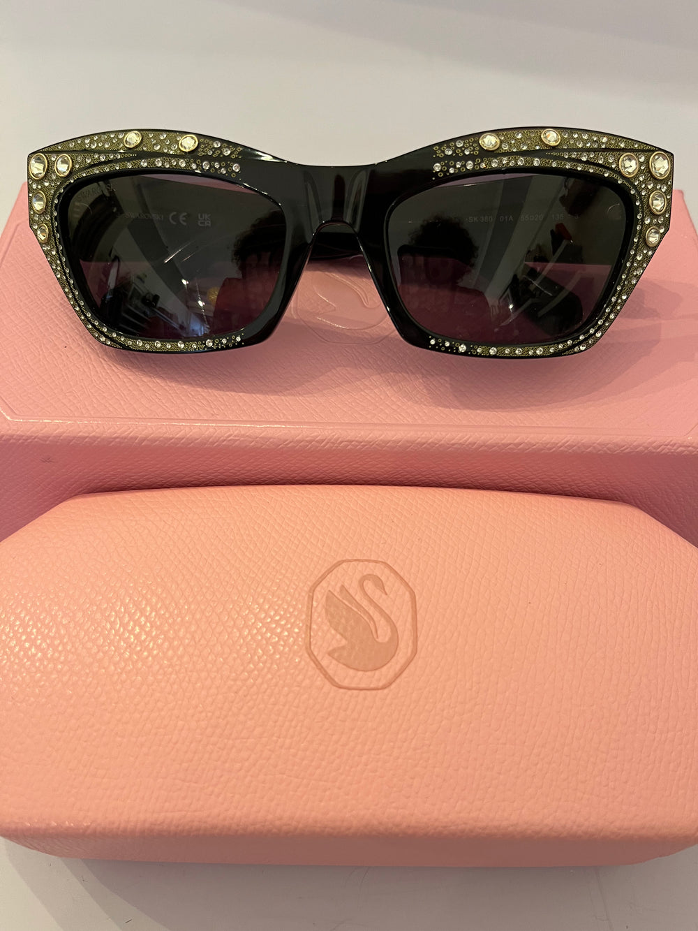 Pre Loved Swarovski Crystal Embellished Cat Eye Sunglasses (New)