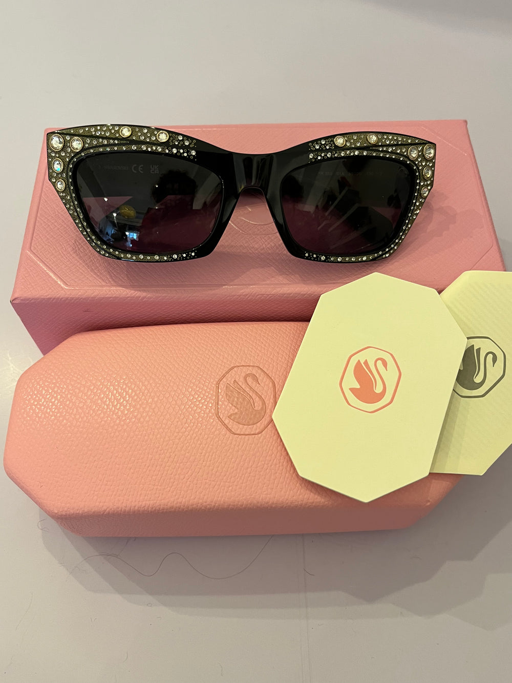 Pre Loved Swarovski Crystal Embellished Cat Eye Sunglasses (New) **reserved L**