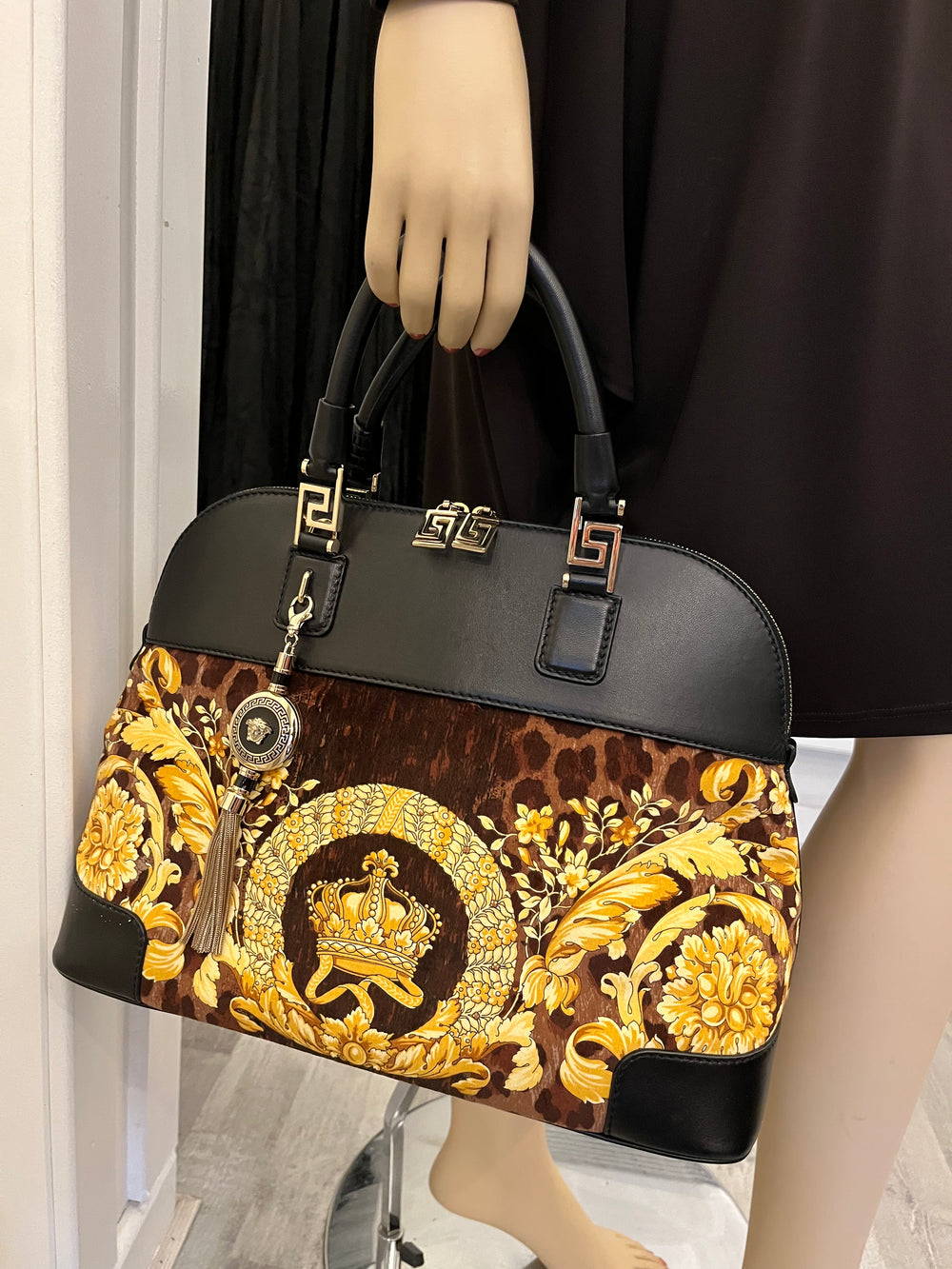 Pre Loved Versace “Vanitas Athena” Bag with Leopard Baroque Velvet (as new)