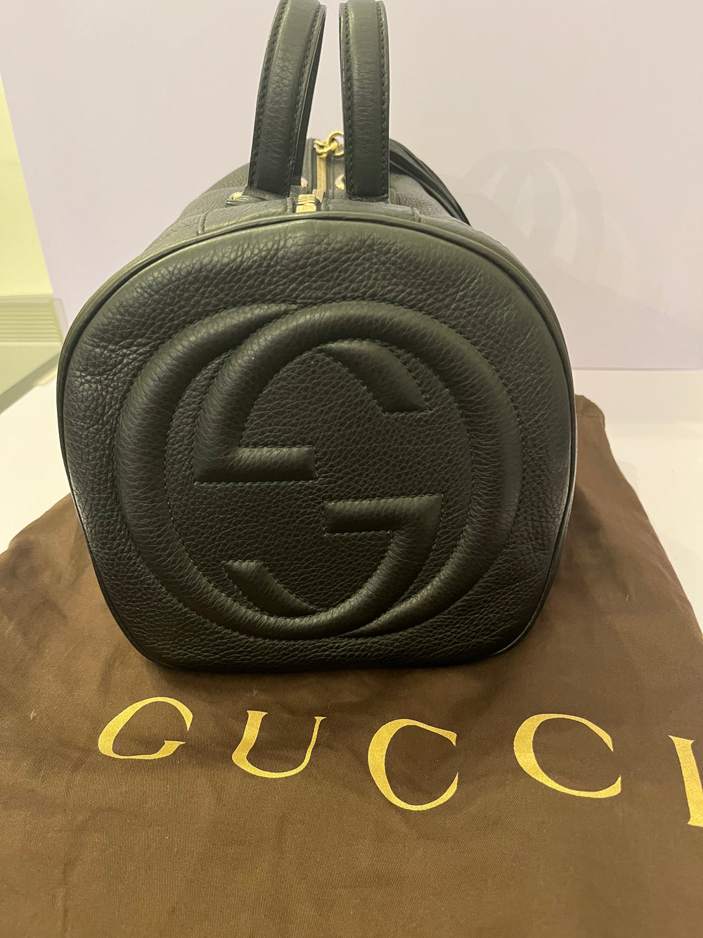 Pre Loved Gucci Soho Boston Bag in Black Leather (excellent)