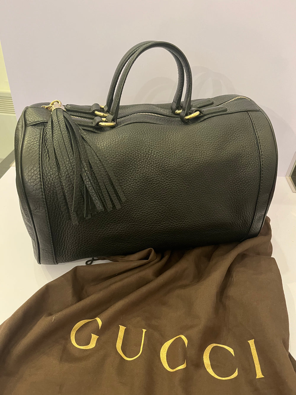 Pre Loved Gucci Soho Boston Bag in Black Leather (excellent)