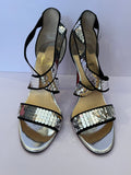 Pre Loved Christian Louboutin Silver & Black Sandals UK 6