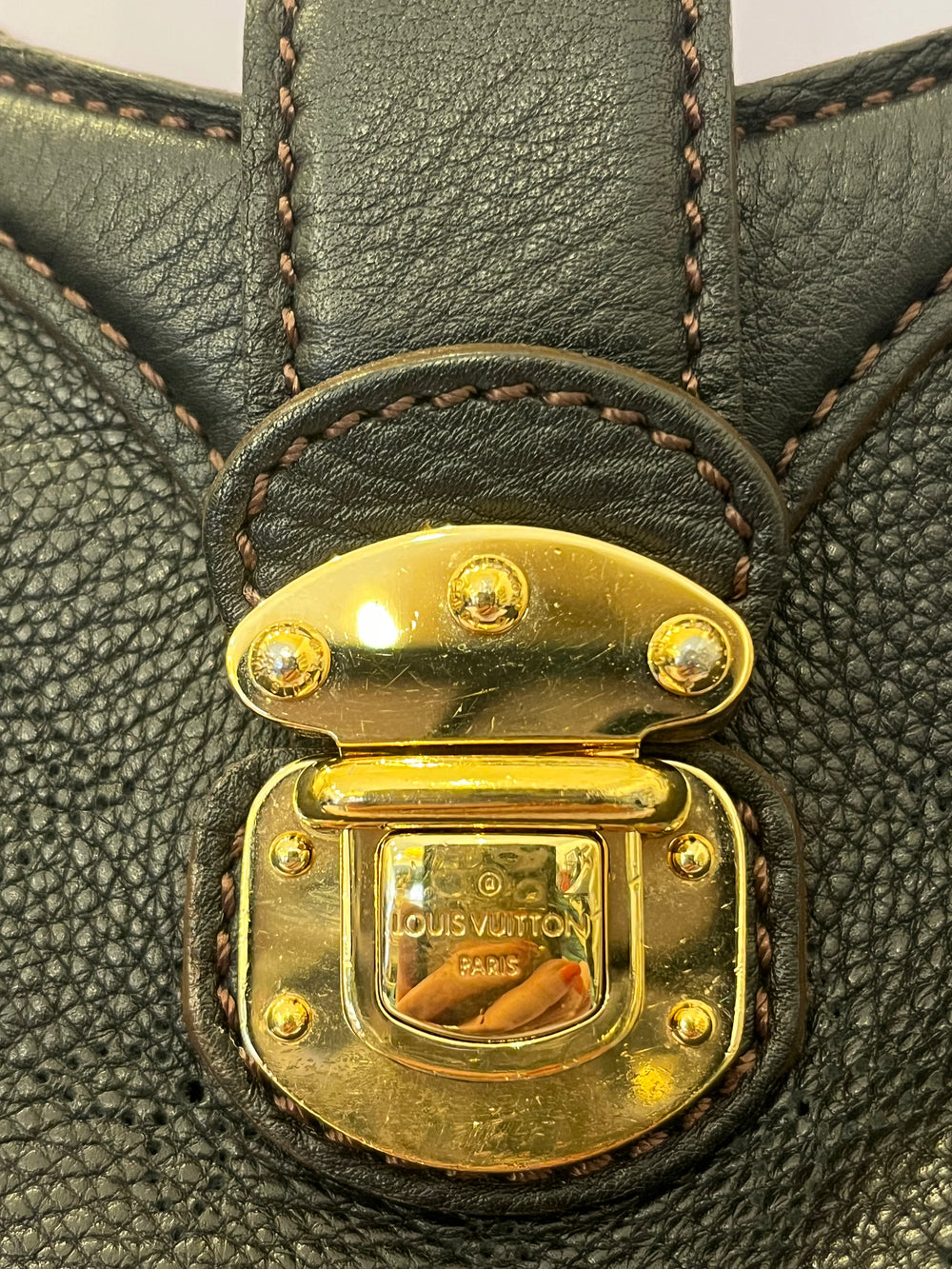 Order for Ashley Pre Loved Louis Vuitton Black Mahina Leather Shoulder Bag
