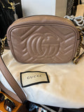 Gucci Black GG Marmont Camera Bag in Beige