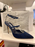 Manolo Blahnik Sea Salt Dark Denim Ankle Strap Heel UK7 (new)