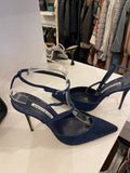 Manolo Blahnik Sea Salt Dark Denim Ankle Strap Heel UK7 (new)