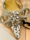 Mach and Mach Double Bow crystal embellished heeled sandals size uk4.5